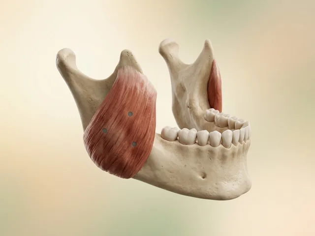 Small injection points marked on the masseter muscle