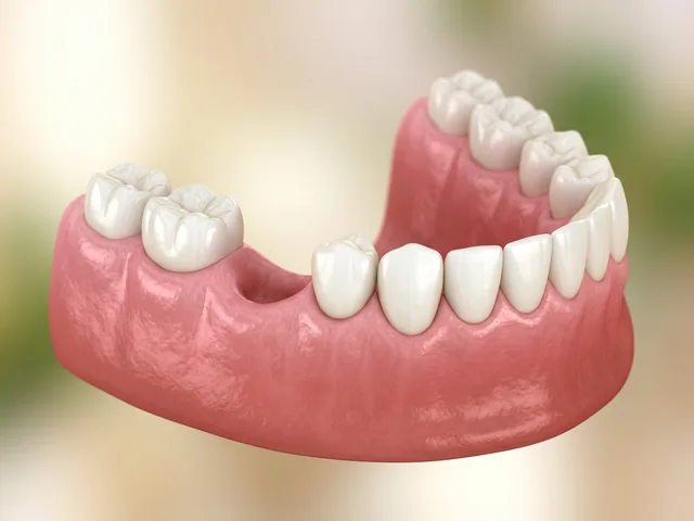 A lower arch with one missing-tooth gap