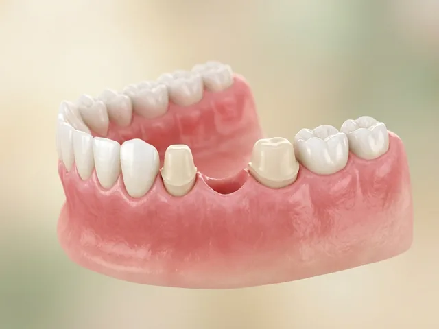 The two teeth beside a gap shaped into anchors