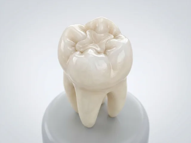 A finished, polished, invisible tooth-colored filling