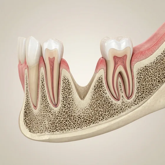 Thin, deficient jaw ridge with not enough bone