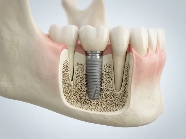 Healed bone with a dental implant placed