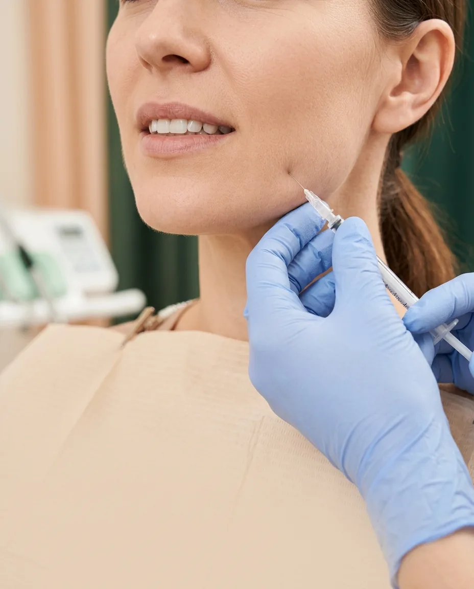 Dentist administering Botox to the jaw at Just Smile Miami
