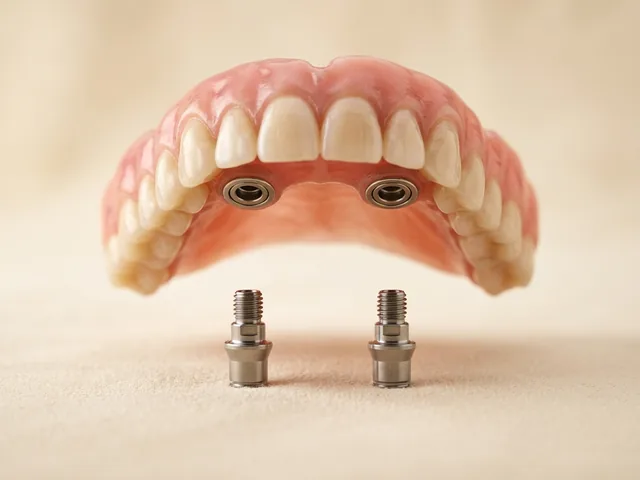 Snap-in denture over two implants