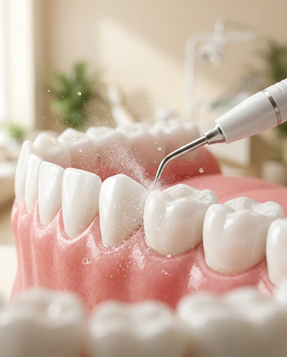 Professional teeth cleaning with an ultrasonic scaler