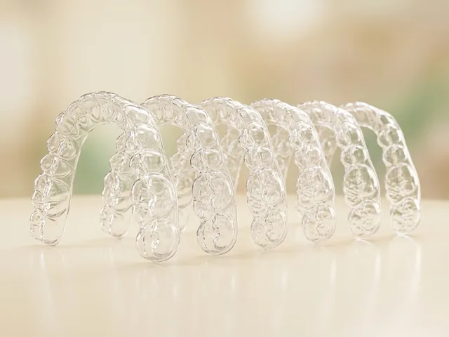 Serie de alineadores transparentes en secuencia