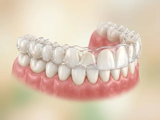 Alineador transparente colocado sobre los dientes