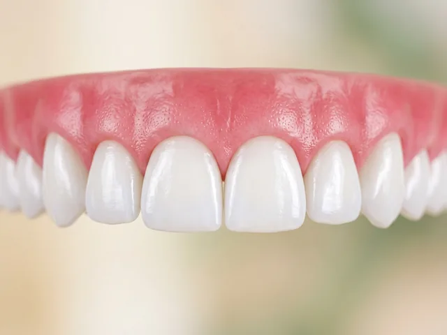 Dientes blancos y brillantes después del blanqueamiento profesional