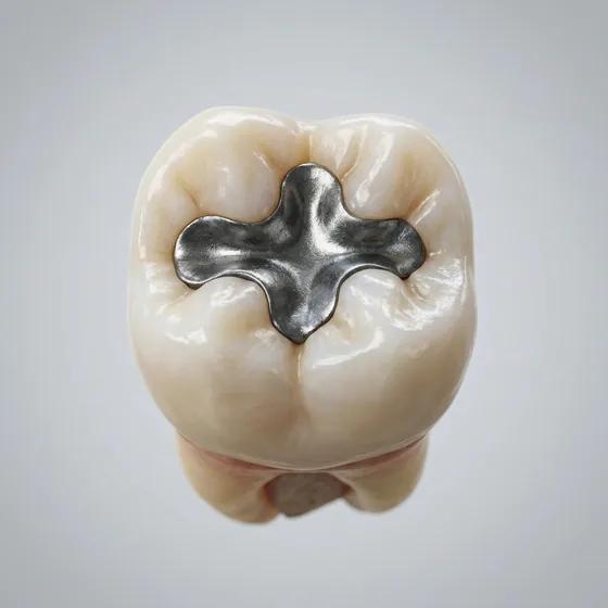 Molar con un empaste gris de amalgama