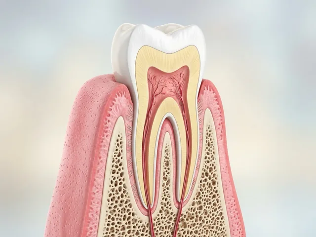 Encía sana readherida a una raíz dental limpia